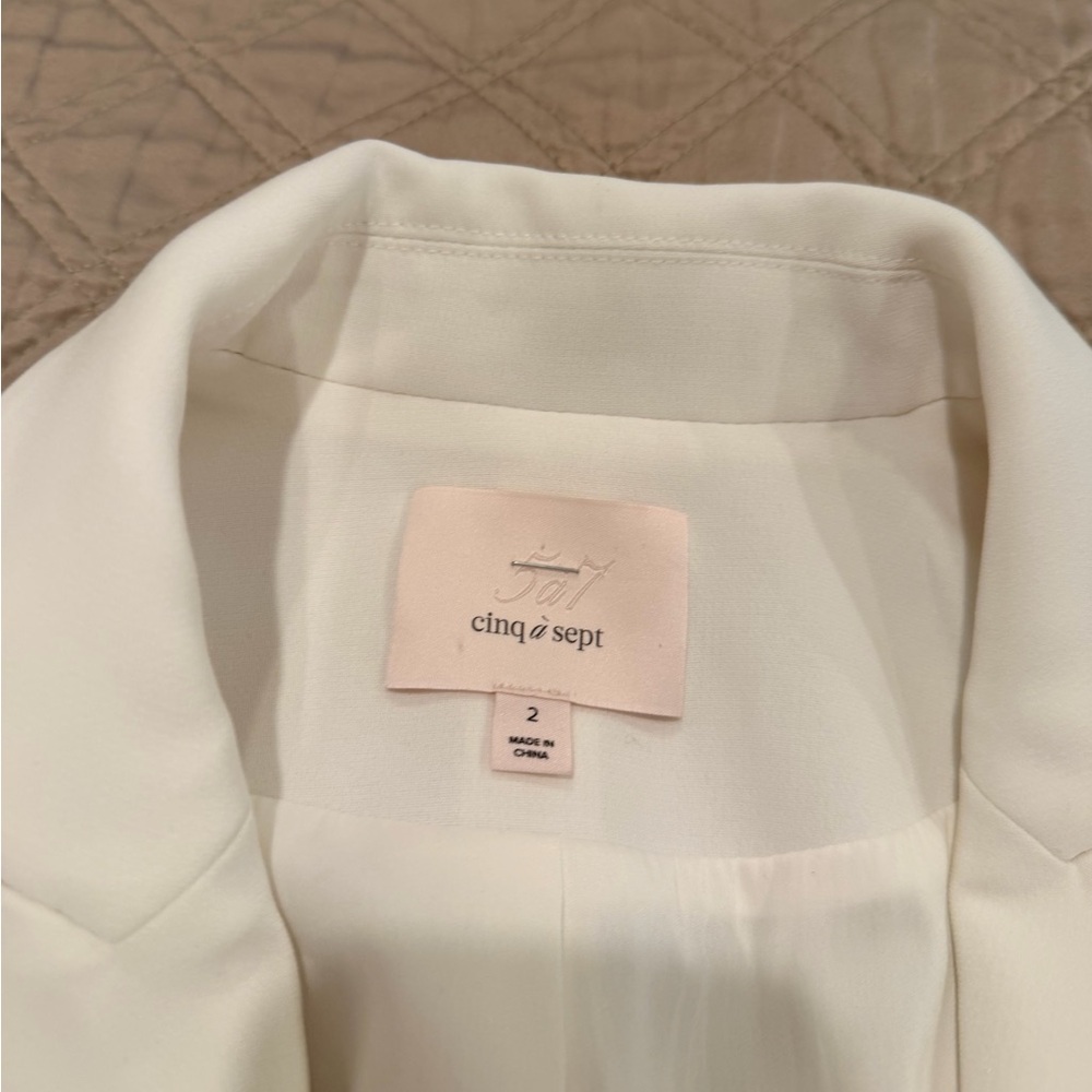 cinq a sept Cream Ruffle Sleeve Blazer - Picture 6 of 11